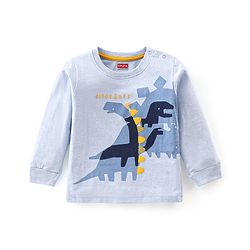Babyhug Cotton Knit Full Sleeves Night Suit Dino Print - Navy Blue