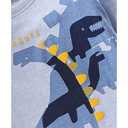 Babyhug Cotton Knit Full Sleeves Night Suit Dino Print - Navy Blue