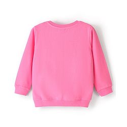 Babyhug Cotton Knit Full Sleeves Sweatshirt With Heart & Text Graphics - Pink