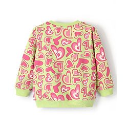 Babyhug Cotton Knit Full Sleeves Sweatshirt With Heart & Text Graphics - Pink