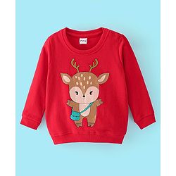 Babyhug 100% Cotton Knit Full Sleeves Sweatshirt with Graphics Pack of 2 - White & Red