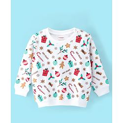 Babyhug 100% Cotton Knit Full Sleeves Sweatshirt with Graphics Pack of 2 - White & Red