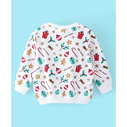 Babyhug 100% Cotton Knit Full Sleeves Sweatshirt with Graphics Pack of 2 - White & Red