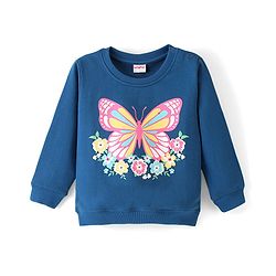Babyhug 100% Cotton Knit Full Sleeves Sweatshirt With Butterfly Graphics Pack Of 2 - Navy Blue