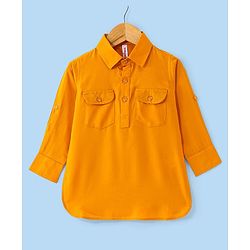 Babyhug Full Sleeves Solid Pathani Kurta & Pyjama Set - Yellow