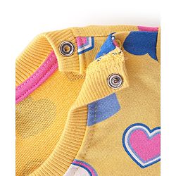 Babyhug 100% Cotton Knit Full Sleeves Sweatshirt With Heart & Dots Graphics Pack Of 2 - Yellow & Pink