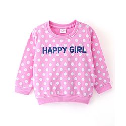 Babyhug 100% Cotton Knit Full Sleeves Sweatshirt With Heart & Dots Graphics Pack Of 2 - Yellow & Pink