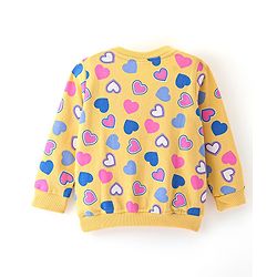 Babyhug 100% Cotton Knit Full Sleeves Sweatshirt With Heart & Dots Graphics Pack Of 2 - Yellow & Pink