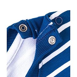Babyhug 100% Cotton Knit Full Sleeves Striped Sweatshirt with Graphics Print - Blue & White Melange