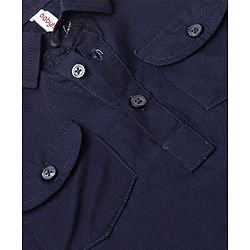 Babyhug Full Sleeves Solid Pathani Kurta & Pyjama Set - Navy Blue