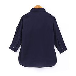 Babyhug Full Sleeves Solid Pathani Kurta & Pyjama Set - Navy Blue