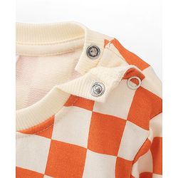 Babyhug 100% Cotton Knit Full Sleeves Checks & Mice Printed Sweatshirts Pack of 2 - Blue & Orange