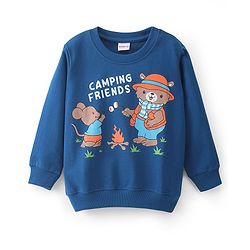 Babyhug 100% Cotton Knit Full Sleeves Checks & Mice Printed Sweatshirts Pack of 2 - Blue & Orange