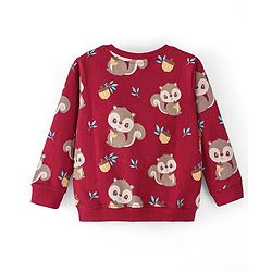 Babyhug 100% Cotton Knit Full Sleeves Sweatshirt With Squirrel Graphics Pack Of 2 - Red & Green