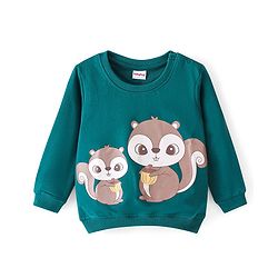 Babyhug 100% Cotton Knit Full Sleeves Sweatshirt With Squirrel Graphics Pack Of 2 - Red & Green