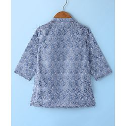 Babyhug Cotton Woven Full Sleeves Kurta and Pajama Set Block Print - Grey
