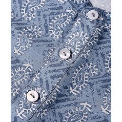 Babyhug Cotton Woven Full Sleeves Kurta and Pajama Set Block Print - Grey