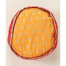 Babyhug Woven Full Sleeves Kurta & Dhoti Set with Cap & Booties Bandhani Print - Red & Yellow
