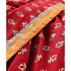 Babyhug Woven Full Sleeves Kurta & Dhoti Set with Cap & Booties Bandhani Print - Red & Yellow