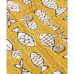 Babyhug 100% Cotton Woven Full Sleeves Kurta & Dhoti Set Marine Life Print - Yellow