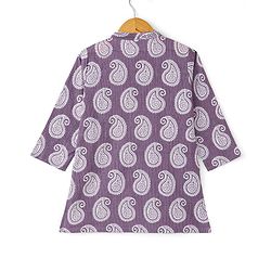 Babyhug 100% Cotton Woven Full Sleeves Kolka Printed  Kurta Dhoti  Set - Purple