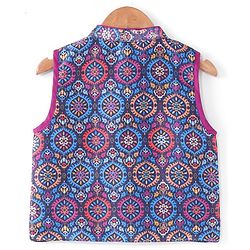 Babyhug Cotton Woven Full Sleeves Floral Printed Kurta & Dhoti Set with Jacket - Purple