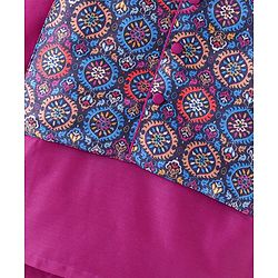 Babyhug Cotton Woven Full Sleeves Floral Printed Kurta & Dhoti Set with Jacket - Purple