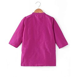 Babyhug Cotton Woven Full Sleeves Floral Printed Kurta & Dhoti Set with Jacket - Purple