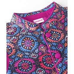 Babyhug Cotton Woven Full Sleeves Floral Printed Kurta & Dhoti Set with Jacket - Purple