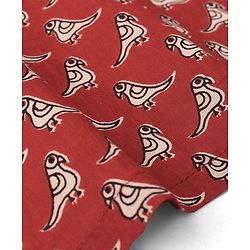 Babyhug Cotton Woven Full Sleeves Kurta & Dhoti Set Birds Print - Red
