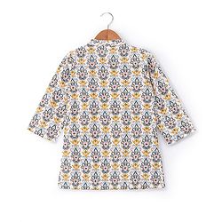 Babyhug 100% Cambric Fullh Sleeve Printed Kurta With Solid Dhoti Set - Off White & Navy