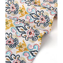 Babyhug 100% Cambric Fullh Sleeve Printed Kurta With Solid Dhoti Set - Off White & Navy