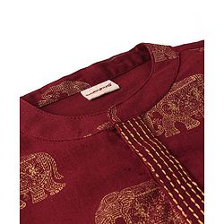 Babyhug 100% Cotton Woven Kurta With Solid Dhoti Set With Foil Printed - Off White & Maroon