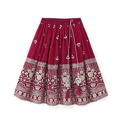 Babyhug Short Sleeve Floral Embroidered Choli with Lehenga and Dupatta Set-Hot Pink
