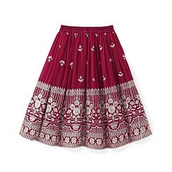 Babyhug Short Sleeve Floral Embroidered Choli with Lehenga and Dupatta Set-Hot Pink
