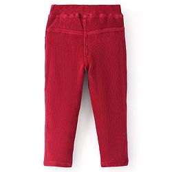 Babyhug Full Length Cotton Knit Corduroy Jeggings - Red