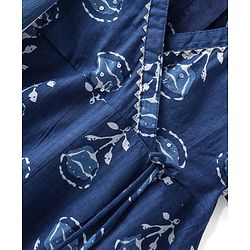 Babyhug 100% Cotton Woven Three Fourth Sleeve Floral Printed Kurta Palazo Set with Dupatta - Indigo