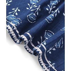Babyhug 100% Cotton Woven Three Fourth Sleeve Floral Printed Kurta Palazo Set with Dupatta - Indigo