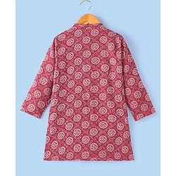 Babyhug 100% Cotton Woven Full Sleeves Bandhani Printed Kurta Dhoti Set - Red