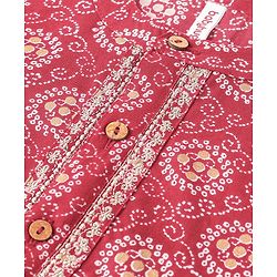 Babyhug 100% Cotton Woven Full Sleeves Bandhani Printed Kurta Dhoti Set - Red