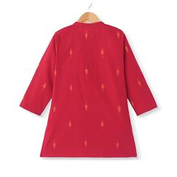 Babyhug 100% Cotton Woven Full Sleeves Handloom Embroidered Kurta Dhoti Set - Red