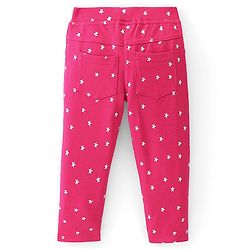 Babyhug Cotton Knit Full Length Stars Printed Jeggings - Pink