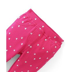 Babyhug Cotton Knit Full Length Stars Printed Jeggings - Pink