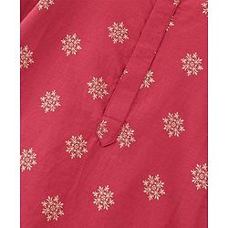 Babyhug Woven Full Sleeves Kurta & Dhoti Set Floral Gold Printed - Maroon & White