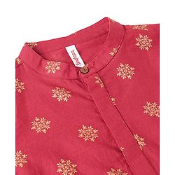 Babyhug Woven Full Sleeves Kurta & Dhoti Set Floral Gold Printed - Maroon & White