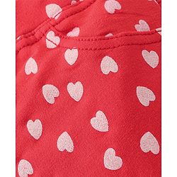 Babyhug Cotton Knit Full Length Jeggings Heart Print - Pink