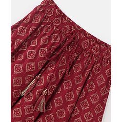 Babyhug  Sleeveless Foil Printed Lehenga Choli and Dupatta Set - Maroon