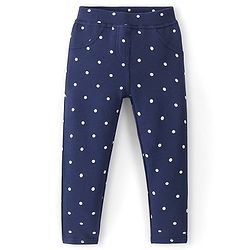 Babyhug Cotton Full Length Jegging With Dots Print - Blue