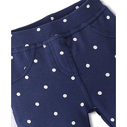 Babyhug Cotton Full Length Jegging With Dots Print - Blue