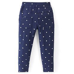 Babyhug Cotton Full Length Jegging With Dots Print - Blue